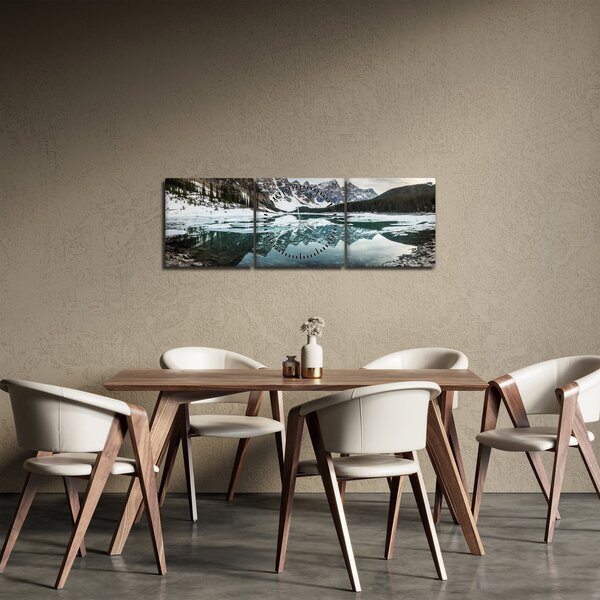 Kép - tó télen (órával) (90x30 cm)