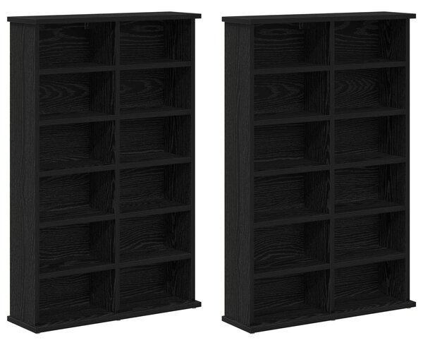VidaXL CD szekrény 2 db Fekete Tölgy 60 x 17 x 92 cm Szerelt Fa