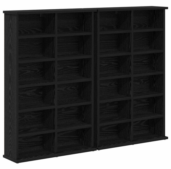 VidaXL CD szekrény 2 db Fekete Tölgy 60 x 17 x 92 cm Szerelt Fa