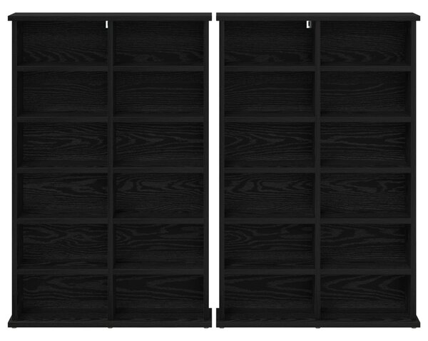 VidaXL CD szekrény 2 db Fekete Tölgy 60 x 17 x 92 cm Szerelt Fa