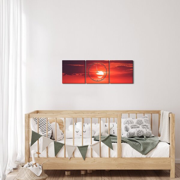Színes nap képe (órával) (90x30 cm)