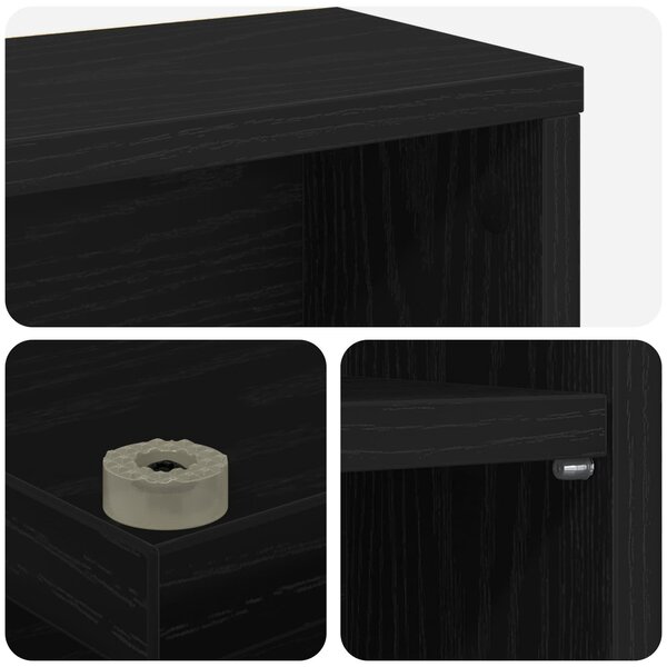 VidaXL CD szekrény 2 db Fekete Tölgy 60 x 17 x 92 cm Szerelt Fa