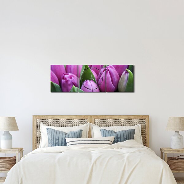 Kép - tulipánok (órával) (90x30 cm)