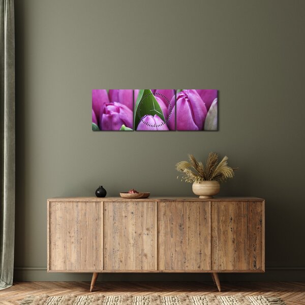 Kép - tulipánok (órával) (90x30 cm)