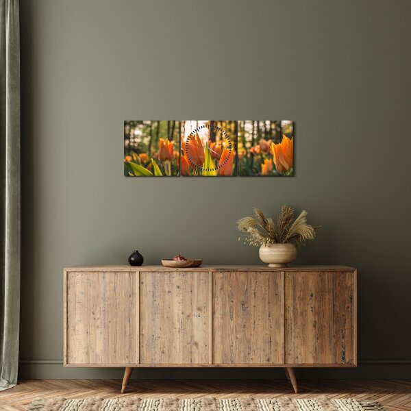 Kép - tulipánok (órával) (90x30 cm)