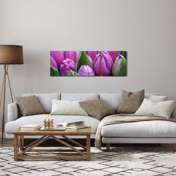Kép - tulipánok (órával) (90x30 cm)