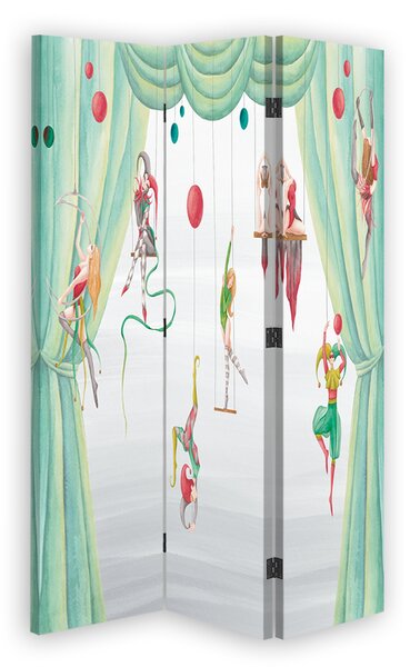 Gario Paraván Cirkuszi akrobaták és egy zöld függöny Méretek: 110 x 170 cm, Kivitelezés: Klasszikus paraván