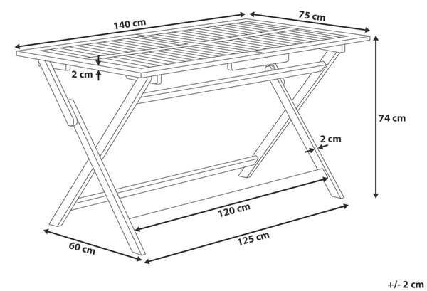 Kerti asztal CENTO 140 cm 75 cm Akácfa Barna