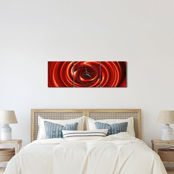 Absztrakt kép - piros spirál (órával) (90x30 cm)
