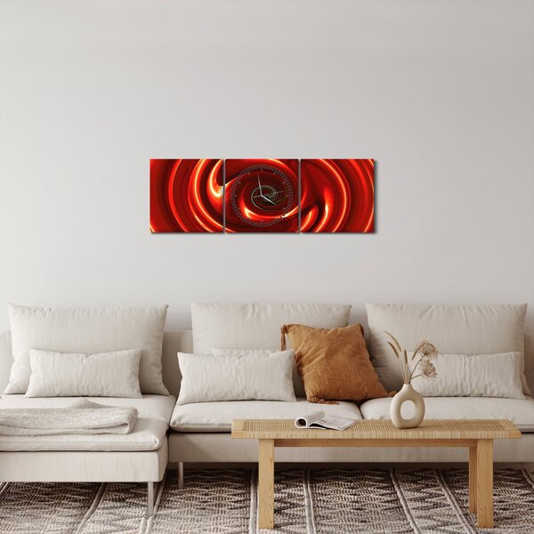 Absztrakt kép - piros spirál (órával) (90x30 cm)