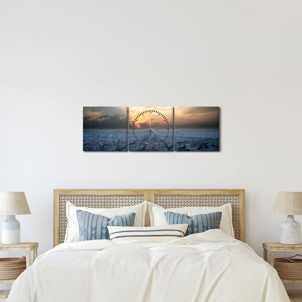 Kép - Párizs magasból (órával) (90x30 cm)