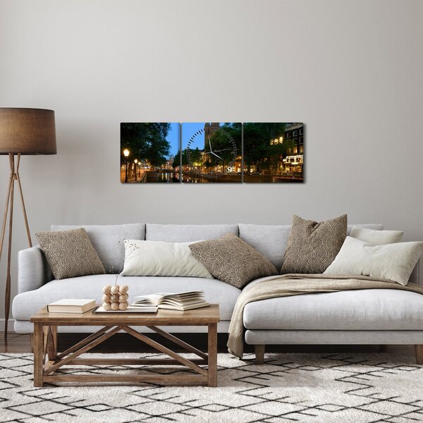 Éjszakai történelmi város képe (órával) (90x30 cm)