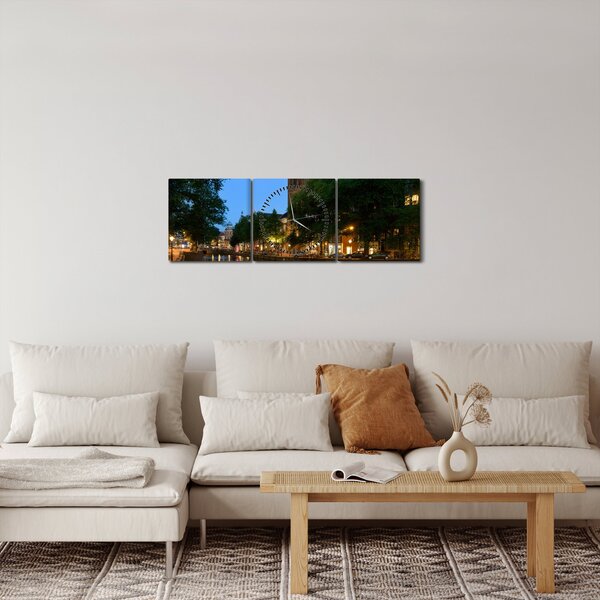 Éjszakai történelmi város képe (órával) (90x30 cm)