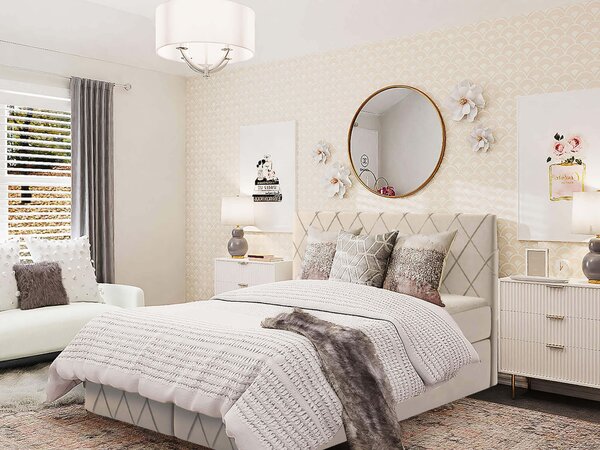 Wilsondo PAROS Lux kárpitozott boxspring ágy fedőmatraccal - bézs Kronos Méret: 160x200