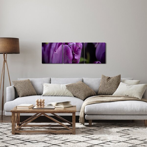 Tulipán vírág képe (órával) (90x30 cm)