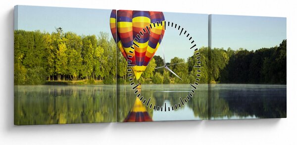 Hőlégballon a tónál képe (órával) (90x30 cm)