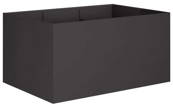 VidaXL Kerti cserép Fekete 120 x 80 x 60 cm Hidegen hengerelt acél