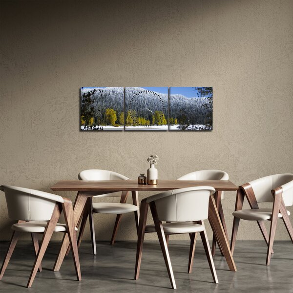 Kép - havas hegyek télen (órával) (90x30 cm)