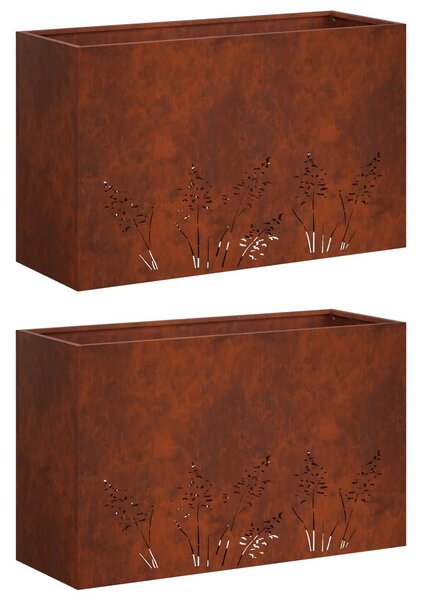 VidaXL Kerti cserép 2 db Rozsdás 80 x 20 x 49 cm Időjárásálló Acél