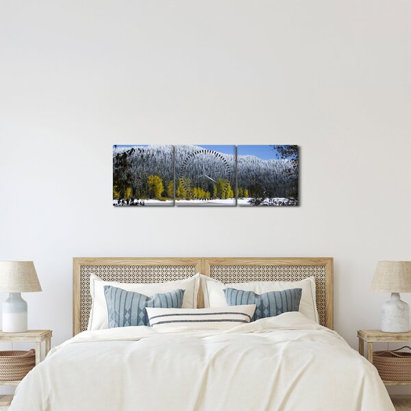 Kép - havas hegyek télen (órával) (90x30 cm)