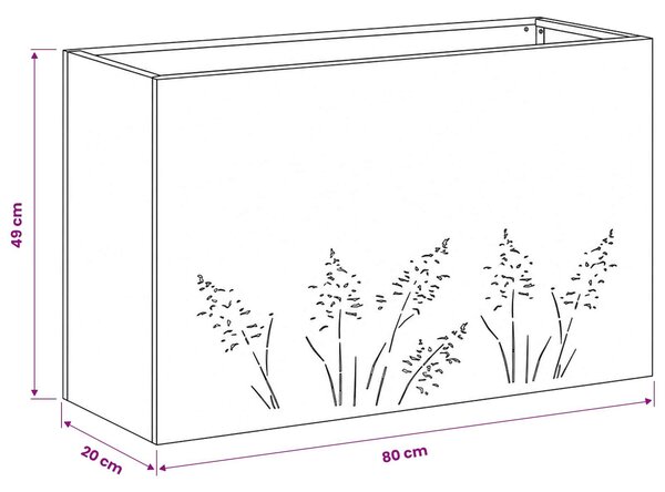 VidaXL Kerti cserép 2 db Fekete 80 x 20 x 49 cm Hidegen hengerelt acél