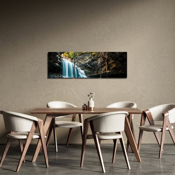 Erdei vízesés képe (órával) (90x30 cm)