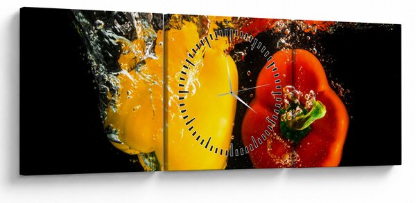 Kép - paprika a vízben (órával) (90x30 cm)