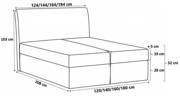 IVANA 5 boxspring ágy 180x200 - bézs + INGYENES topper