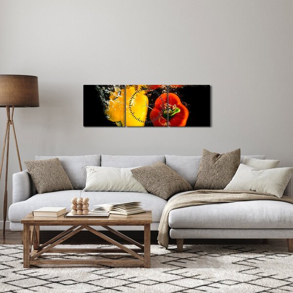 Kép - paprika a vízben (órával) (90x30 cm)
