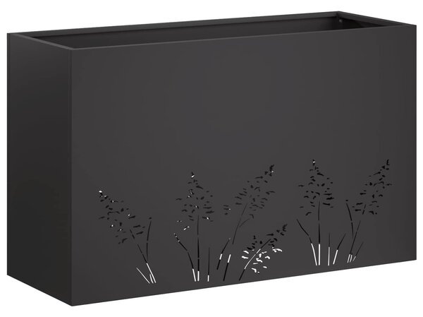 VidaXL Kerti cserép 2 db Fekete 80 x 20 x 49 cm Hidegen hengerelt acél