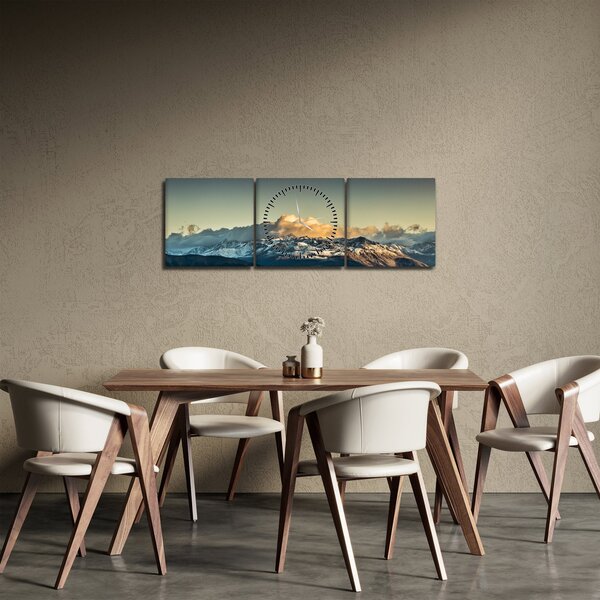 Kép - magas hegyek csúcsai (órával) (90x30 cm)