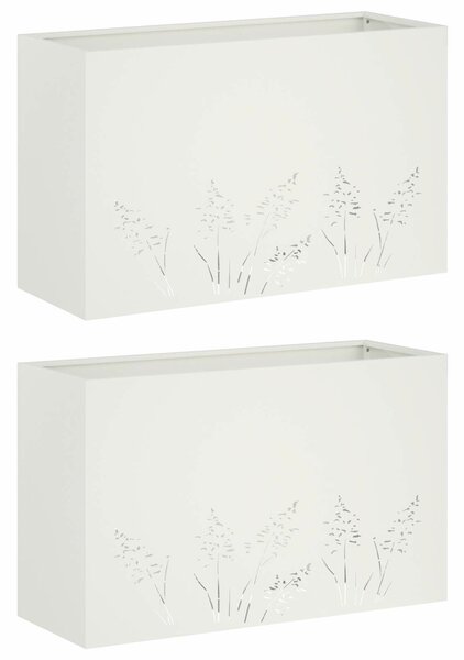 VidaXL Kerti cserép 2 db Fehér 80 x 20 x 49 cm Hidegen hengerelt acél
