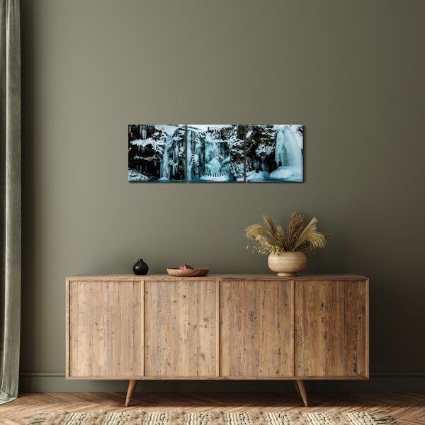 Befagyott vízesés képe (órával) (90x30 cm)