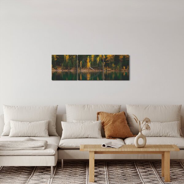 Erdei tó képe (órával) (90x30 cm)