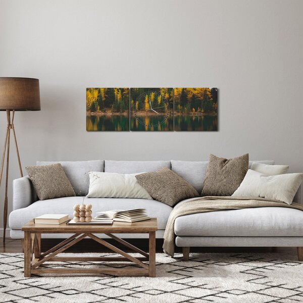 Erdei tó képe (órával) (90x30 cm)