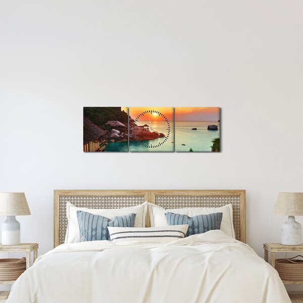 Gyönyörű strand képe (órával) (90x30 cm)