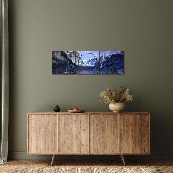 Téli hegyi tájkép (órával) (90x30 cm)