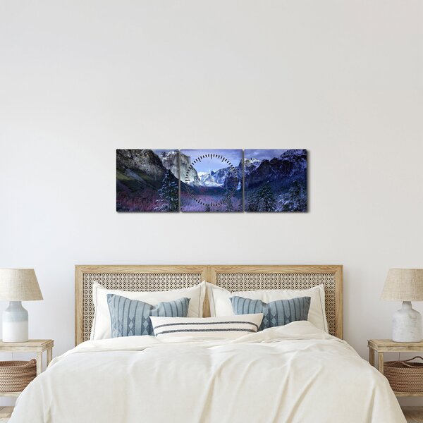 Téli hegyi tájkép (órával) (90x30 cm)