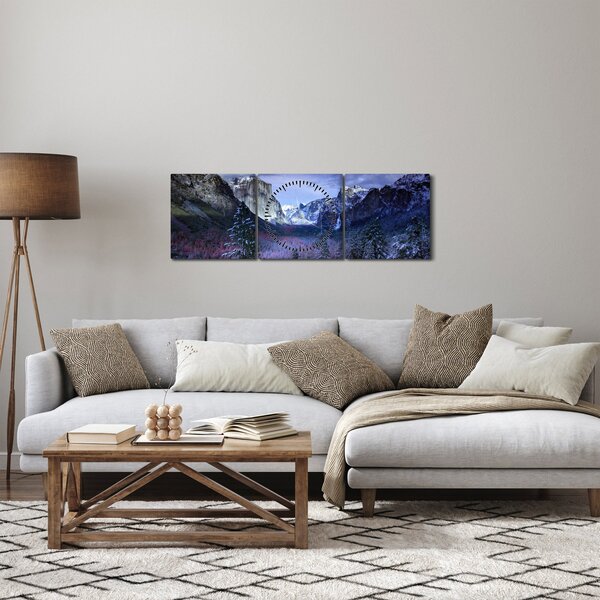 Téli hegyi tájkép (órával) (90x30 cm)