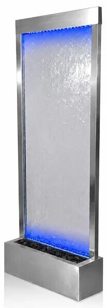 LED-es kerti vízfal szökőkút üveg fallal 150x45 cm