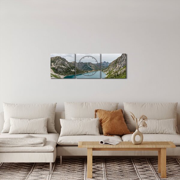 A hegyekben lévő tó képe (órával) (90x30 cm)