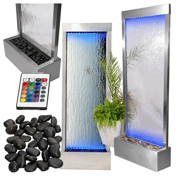 LED-es kerti vízfal szökőkút üveg fallal 150x45 cm