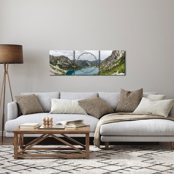 A hegyekben lévő tó képe (órával) (90x30 cm)
