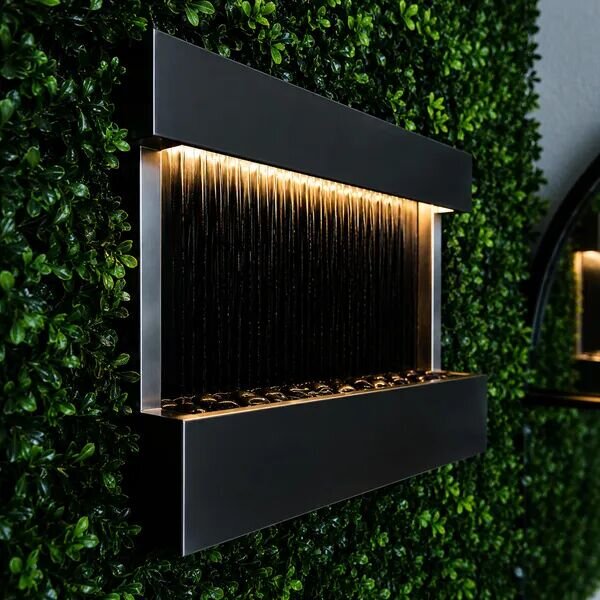Fali vízfal szökőkút RGB LED világítással 120x60x13 cm