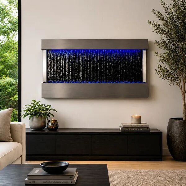 Fali vízfal szökőkút RGB LED világítással 120x60x13 cm