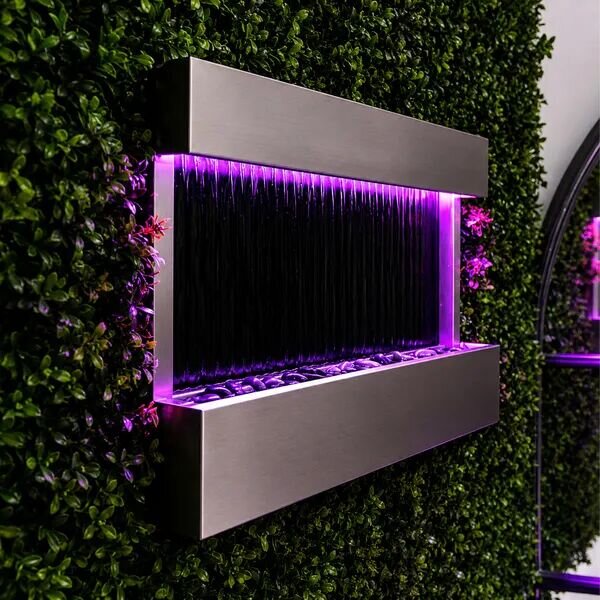 Fali vízfal szökőkút RGB LED világítással 120x60x13 cm