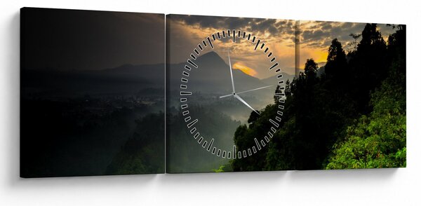 Kép - zöld hegyvidéki táj (órával) (90x30 cm)