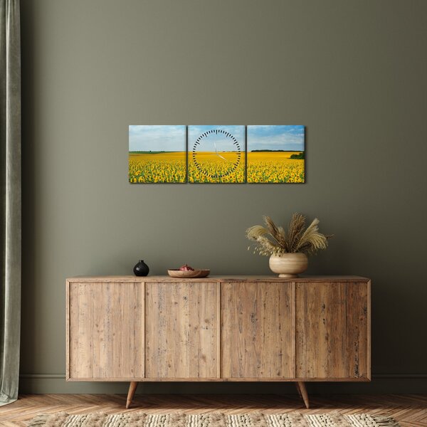 Kép - napraforgó (órával) (90x30 cm)