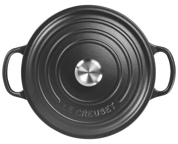 Le Creuset Signature kerek öntöttvas sütő-főzőedény, 22cm, 3,3 l, fekete