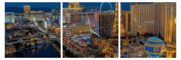 Kép - Las Vegas (órával) (90x30 cm)